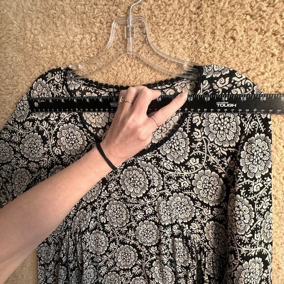 Ivy Jane Black & White Boho Y2K Ruffle Babydoll Retro Tunic Sz M Flutter Sleeves - Picture 15 of 16